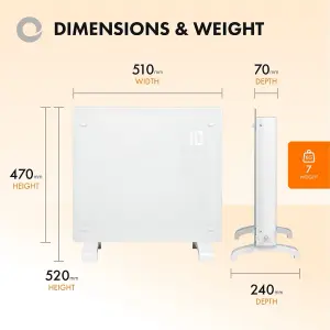 Devola White Heater Glass wall mount