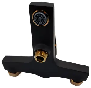 Invena Black/Rose Gold Brass Bathroom Bath Faucet Mixer Wall Mounted Bathtub Tap