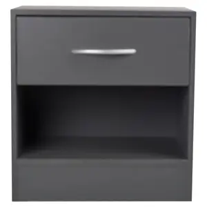 Antona 1 Drawer Bedside Table Dark Grey