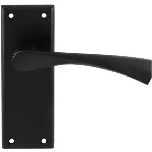 PAIR Angular Lever On Latch Backplate Door Handle 150 x 50mm Matt Black