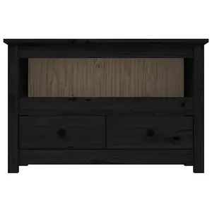 Berkfield TV Cabinet Black 79x35x52 cm Solid Wood Pine