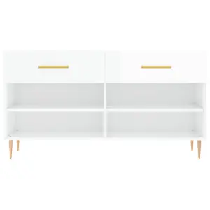 Berkfield Shoe Bench High Gloss White 102x35x55 cm Engineered Wood