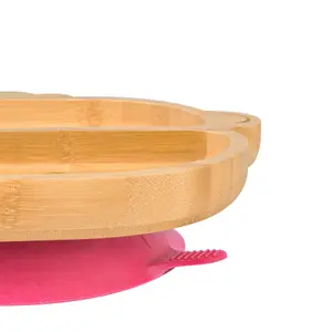 Tiny Dining - Children's Bamboo Suction Monkey Plate - Red