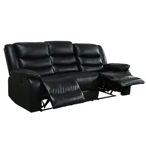 Sorreno Bonded Leather Recliner 3 Seater Sofa In Black