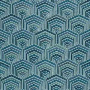 Blue Teal Art Deco Wallpaper Design Retro Paste The Wall Textured Vinyl