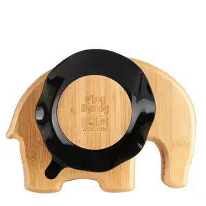 Tiny Dining - Children's Bamboo Suction Elephant Plate - Black