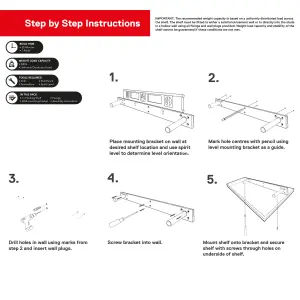 Shelf Depot Gloss Black Floating Shelf (L)600mm (D)235mm, Pack of 2