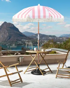 Garden Market Parasol 1.5 m Pink and White MONDELLO