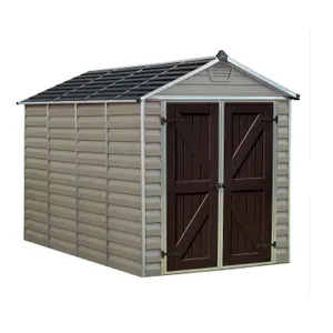 Palram - Canopia Skylight 10x6 ft Apex Tan Plastic 2 door Shed with floor