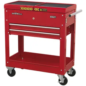 Durable Mobile Tool and Parts Trolley - Steel Red Storage Solution 770mm x 370mm x 830mm