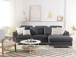 Left-Hand Corner Sofa OSLO Dark Grey Fabric Left Hand