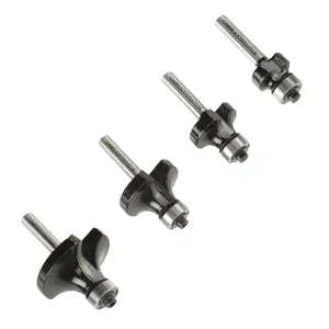 Lumberjack 4Pcs 1/4" Shank Round Over Beading Edging Router Bit Woodworking Tool Kits Set