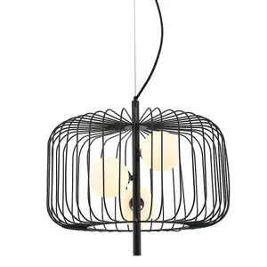 Luminosa Modern Hanging Pendant Black 3 Light  with Black, White Shade, G9