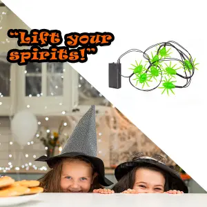 Halloween Spider Lights LED Set of 8 Trick or Treat Party Set of 8 Green