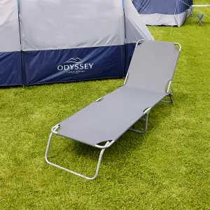 Charles Bentley Odyssey Folding Sun Lounger Grey