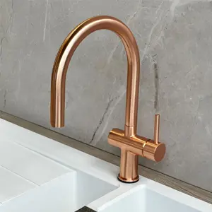 Liquida W19CP Single Lever Pull Out Head Copper Kitchen Mixer Tap