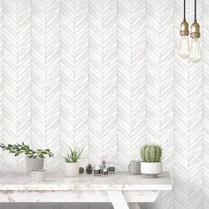 Galerie Organic Textures Cream Chevron Wood Textured Wallpaper