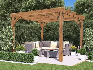 Dunster House Wooden Pergola Garden Plant Frame Furniture Kit Leviathan 3m x 3m