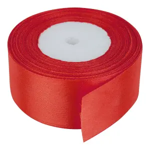 40mm Red Double Sided Satin Polyester Ribbon Roll, 25 metres