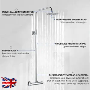 ENKI Dune Chrome Single Outlet Brass Thermostatic Overhead Shower Slim 200mm