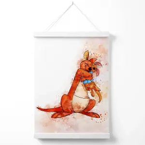 Kanga and Roo Watercolour Winnie the Pooh Poster with Hanger / 33cm / White