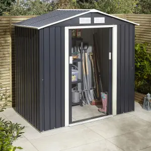 Rowlinson Trentvale 6x4 ft Apex Dark grey Metal 2 door Shed