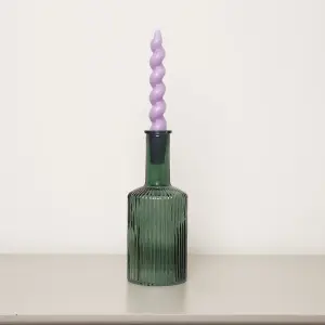 Melody Maison Dark Green Ribbed Glass Bottle Vase - 20cm