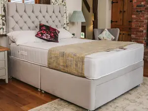 Florence Supreme Comfort Sprung Divan Bed Set 2FT6 Small Single 2 Drawers Side  - Plush Light Silver