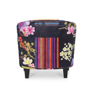 Fabric Black Patchwork Tricia Tub Chair