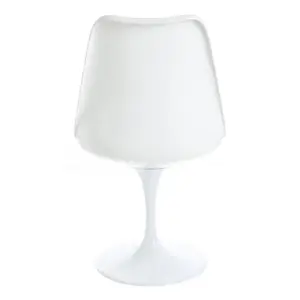 Tulip Set - White Medium Circular Table and Two Chairs with Textured Cushion Brown