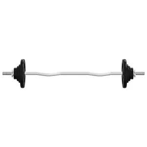 Barbell with Plates 90 kg Cast Iron & Chrome Plated Steel