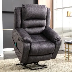 Electric Power Lift Recliner Chair Single Sofa with Massage and Heat and 2 Side Pockets and USB Ports