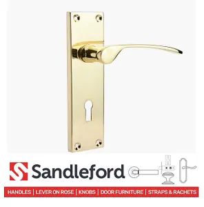 Sandleford Hartwell Door Handle Lock Lever Set - Polished Brass