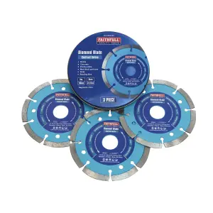 Faithfull FAIDBSET3C 115mm Segmented Diamond Grinder Blades x3 Pack XMS21DBLADE3