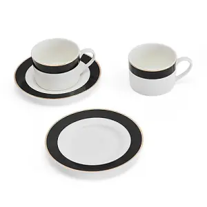 Mikasa Luxe Deco Set of 2 200ml Teacups & Saucers