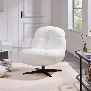 Yaheetech Modern Swivel Lounge Chair Upholstered Reading Chair White