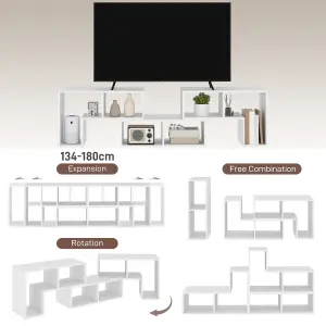 HOMCOM TV Unit for TVs up to 75 Inches, Free Combination TV Stand, White