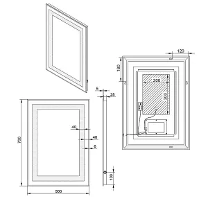 SunDaze 500 x 700mm LED Bathroom Mirror Lights Button Switch Demister Pad Illuminated