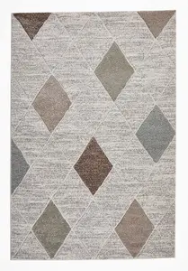 Modern Easy to Clean Multicoloured Geometric Rug for Dining Room-80cm X 150cm