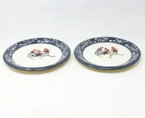 Farmhouse Hand Painted Ceramic Kitchen Dining Set of 2 Side Plates (Diam) 19cm