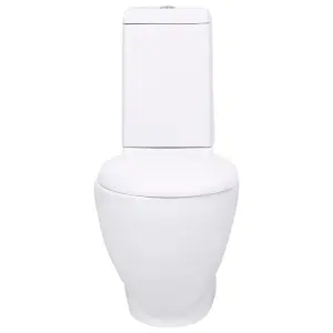 Berkfield WC Ceramic Toilet Bathroom Round Toilet Bottom Water Flow White