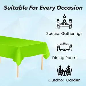 Apple Green Plastic Table Cover, Disposable Wipe Clean Waterproof Tablecloth - 54"x108"