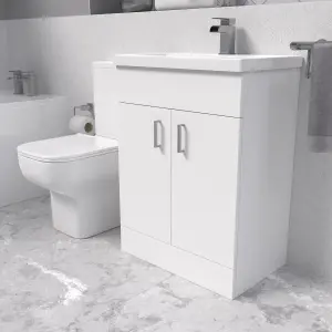 Nes Home White Basin Vanity and Close Coupled Toilet