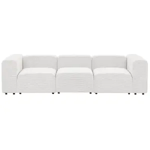 3 Seater Modular Corduroy Sofa White FALSTERBO