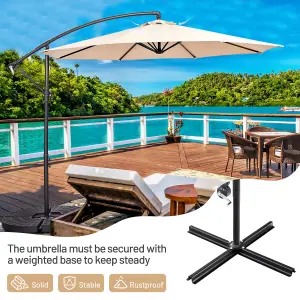 Costway 3 x 3m Patio Offset Umbrella Backyard Garden Cantilever Parasol w/ 8 Ribs