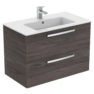 Ideal Standard Tempo Gloss Lava Grey Wall-mounted Bathroom Vanity unit (H) 550mm (W) 800mm