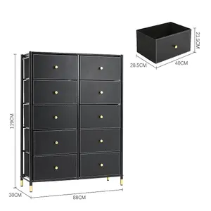 Black Plastic Storage Cabinet with 10 Drawers