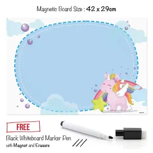 Unicorn Fridge Planner Magnetic Weekly Planner Memo Whiteboard with Marker A3