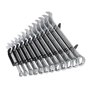 12 Piece 8mm 19mm Combination Spanner Set In Metal Storage Rack