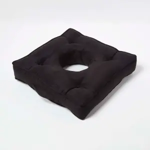 Homescapes Black Faux Suede Coccyx Cushion